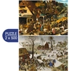 Image de 2 Puzzles - L'Art de Pieter Brueghel : Proverbes Flamands - Le Dénombrement de Bethléem 500 Pièces Grafika
