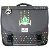 Image de Cartable 38 Cm Garçon Pol Fox Space Invader Avec 2 Compartiments   Cp/ce1/ce2   Gris À Motifs Rétro Gaming Multicolore