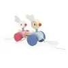 Image de Jouet À Tirer En Bois - Lapins À Promener Multicolore