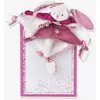 Image de Doudou carré 27 cm lapin cerise - DOUDOU ET COMPAGNIE rose