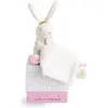 Image de Doudou Pantin Lapin Fleurs Rose