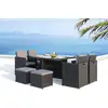 Image de Salon de jardin encastrable 8 places fauteuils et poufs en résine tressée - MONACO 8