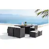 Image de Salon de jardin encastrable 8 places fauteuils et poufs en résine tressée - SUNSET 8