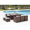 Image de Salon de jardin encastrable 10 places avec fauteuils et poufs en résine tressée - SUNSET 10