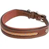 Image de Collier pour chien en cuir Antarès Marron L AD_COLLAR_MALT_SILVER_ORANGE