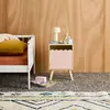 Image de Table De Chevet Enfant Décor Bois 1 Porte, Pieds Bois De Pin - 34 X 23,5 X 52 Cm - Azur Rose