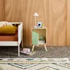 Image de Table De Chevet Enfant Décor Bois 1 Porte, Pieds Bois De Pin - 34 X 23,5 X 52 Cm - Azur Vert