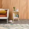 Image de Table De Chevet Enfant Décor Bois 1 Porte, Pieds Bois De Pin - 34 X 23,5 X 52 Cm - Azur Blanc