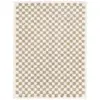 Image de Tapis Damier Poils Longs Doux Et Volumineux Checkers Beige Sable