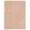 Image de Tapis Damier Poils Longs Doux Et Volumineux Checkers Rose Poudrée
