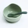 Image de Trousseau Repas Silicone Bébé - 2 Pièces Vert Olive