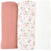 Image de Lot De 3 Langes Gaze De Coton Bio Fleurs Roses