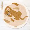 Image de Tapis Rond Tigre Dormeur Multicolore