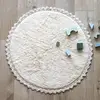 Image de Tapis Rond Coton Lavable Finition Crochet Perla Ecru