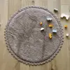 Image de Tapis Rond Coton Lavable Finition Crochet Perla Gris
