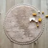 Image de Tapis Rond Coton Lavable Finition Crochet Perla Nude