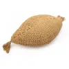 Image de Coussin Bohème Coton Crochet Plume Moutarde