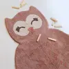Image de Tapis Chambre Enfant Coton Lavable Petit Hibou Little Pepa Brun Rosé