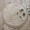 Image de Tapis Rond Coton Lavable Finition Crochet Perla Sable