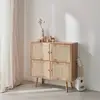 Image de Commode Enfant Décor Bois 4 Portes En Cannage Naturel