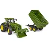 Image de John Deere 7r Avec Chargeur Avant Et Remorque Avec Attelage Tandem Vert