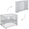 Image de Parc Bébé Pliant En Bois Sur Roulettes À Freins Gris Taupe