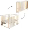 Image de Parc Bébé Pliant En Bois Sur Roulettes À Freins Bicolore