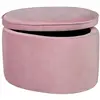 Image de Pouf Coffre Ovale En Bois Et Velours - Tabouret Avec Rangement Lil Sofa Rose Pastel
