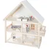 Image de Maison De Poupée + 16 Pièces De Mobilier Et 4 Poupées Blanc / Naturel / Gris