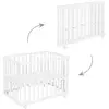 Image de Parc Bébé Pliant En Bois Sur Roulettes À Freins Blanc
