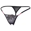 Image de String Ouvert à Strass Noir & Rouge