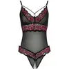 Image de Body Maille Transparente, Dentelle Noir & Rose
