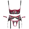 Image de Ensemble 3 Pièces Effet Cuir & Dentelle