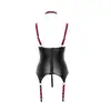 Image de Guêpière Quart Cup Sangles Noire & Rouge