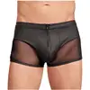 Image de Boxer Effet Cuir Mat, Résille & Zip Noir