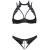 Image de Ensemble 2 Pièces Ouvert Chaîne Stimulante, Dentelle Noir