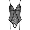 Image de Body porte-jarretelles ouvert dentelle noir