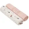 Image de Lot De 2 Maxi Langes En Mousseline Blanc Et Rose