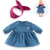 Image de Robe En Jean Manches Longues & Foulard Petit Explorateur Pour Poupon 42 Cm Multicolore