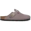 Image de Sabots femme Birkenstock Boston Braided Suede Leather Violet 41 Étroit 1029122