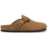 Image de Sabots cuir Birkenstock Boston Suede Marron 39 Étroit 1032795