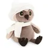 Image de Peluche Hibou Avec Bonnet Blanc Et Écharpe 20 Cm Marron