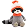 Image de Peluche Raton Laveur Avec Bonnet Orange 15 Cm Grey