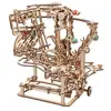 Image de Circuit À Billes Avec Palan À Chaîne   Maquette Mécanique En Bois À Construire, Puzzle 3d Avec Ascenseur Et Pistes Modulables Brown