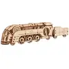 Image de Mini Locomotive En Bois À Construire   Maquette Mécanique 3d Avec Tender Et Moteur À Élastique Brown
