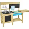 Image de Cuisine D'extérieur Pour Enfant Deluxe Bois Fsc® Marron - Bleu - Noir