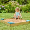 Image de Bac À Sable Avec Couverture De Protection Bois Fsc® Marron - Bleu