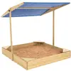 Image de Bac À Sable Avec Auvent Bois Fsc® Marron - Bleu