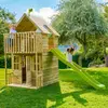 Image de Maisonnette Cabane Avec Toboggan Loft Bois Fsc® Marron - Vert