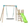 Image de Portique Balançoire Nid Et Toboggan Alysse Bois H243cm Marron - Bleu - Vert